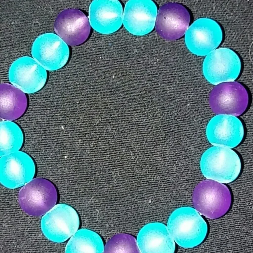 Blue & purple beaded bracelets all sizes